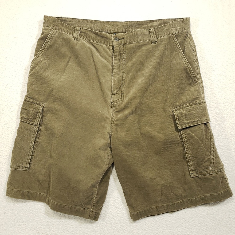 OP Corduroy Cargo Shorts Mens 38 Olive Ocean Pacific Cotton Flat Front Vintage